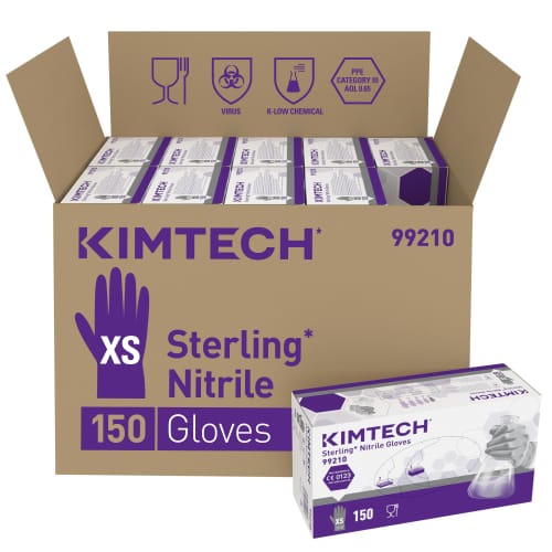 Gant de protection chimique nitrile Kimtech Science Sterling gris non poudré 24cm taille XS photo du produit front L