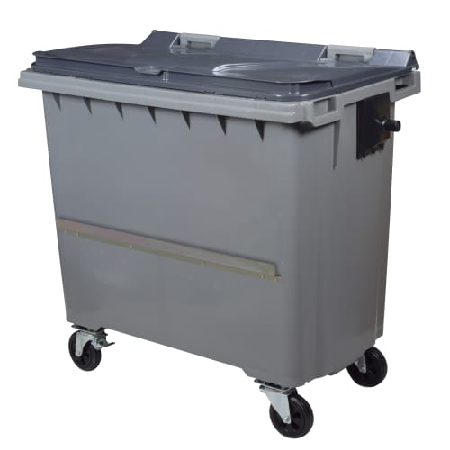 Conteneur 4 roues PEHD Korok avec barre ventrale 770L gris/gris Rossignol photo du produit front L