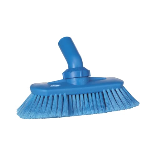 Brosse à main à passage d'eau à angle réglable fibres souples alimentaire PLP 24cm bleu Vikan photo du produit front L