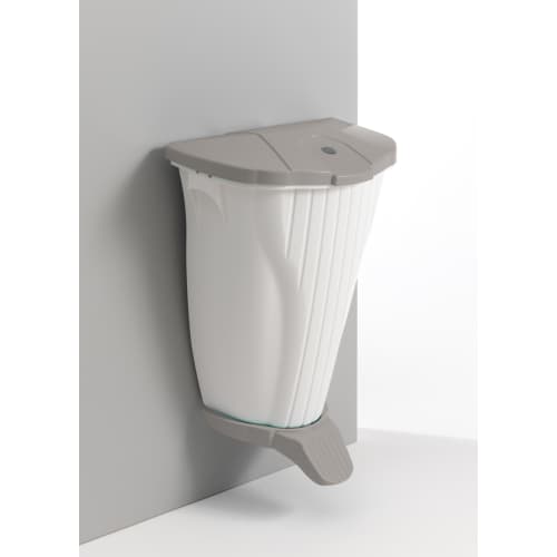 Poubelle murale Oyster 50 litres avec pédale - Blanche avec couvercle gris photo du produit front L