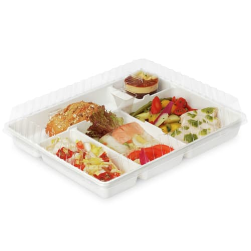 Plateau repas plastique Alphaform 5 compartiments format gastronorme blanc 320 x 260mm photo du produit