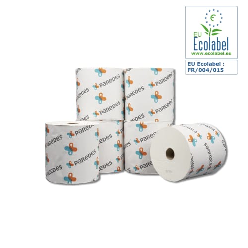 Essuie-mains rouleau Paredes blanc 200m Ecolabel sans embout photo du produit front L