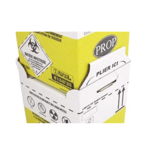 Carton hospitalier DASRI 25L haut lien cranté NF X photo du produit Back View L