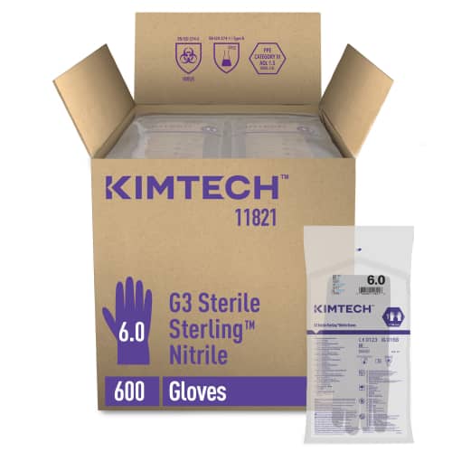Gant de protection chimique stérile Kimtech Pure G3 Sterling gris non poudré 30cm taille 6 photo du produit front L