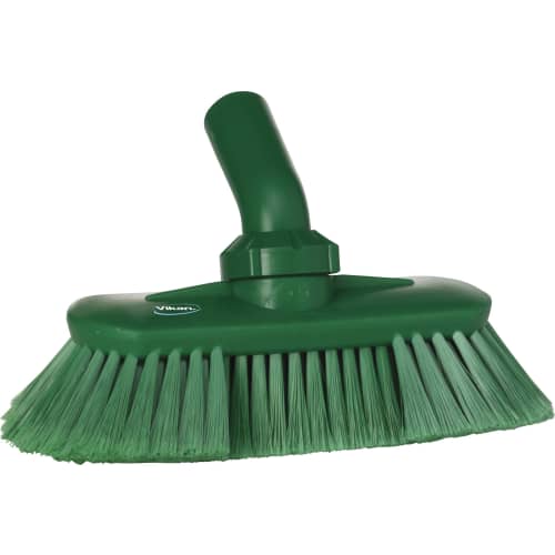 Brosse à main à passage d'eau à angle réglable fibres souples alimentaire PLP 24cm vert Vikan photo du produit front L