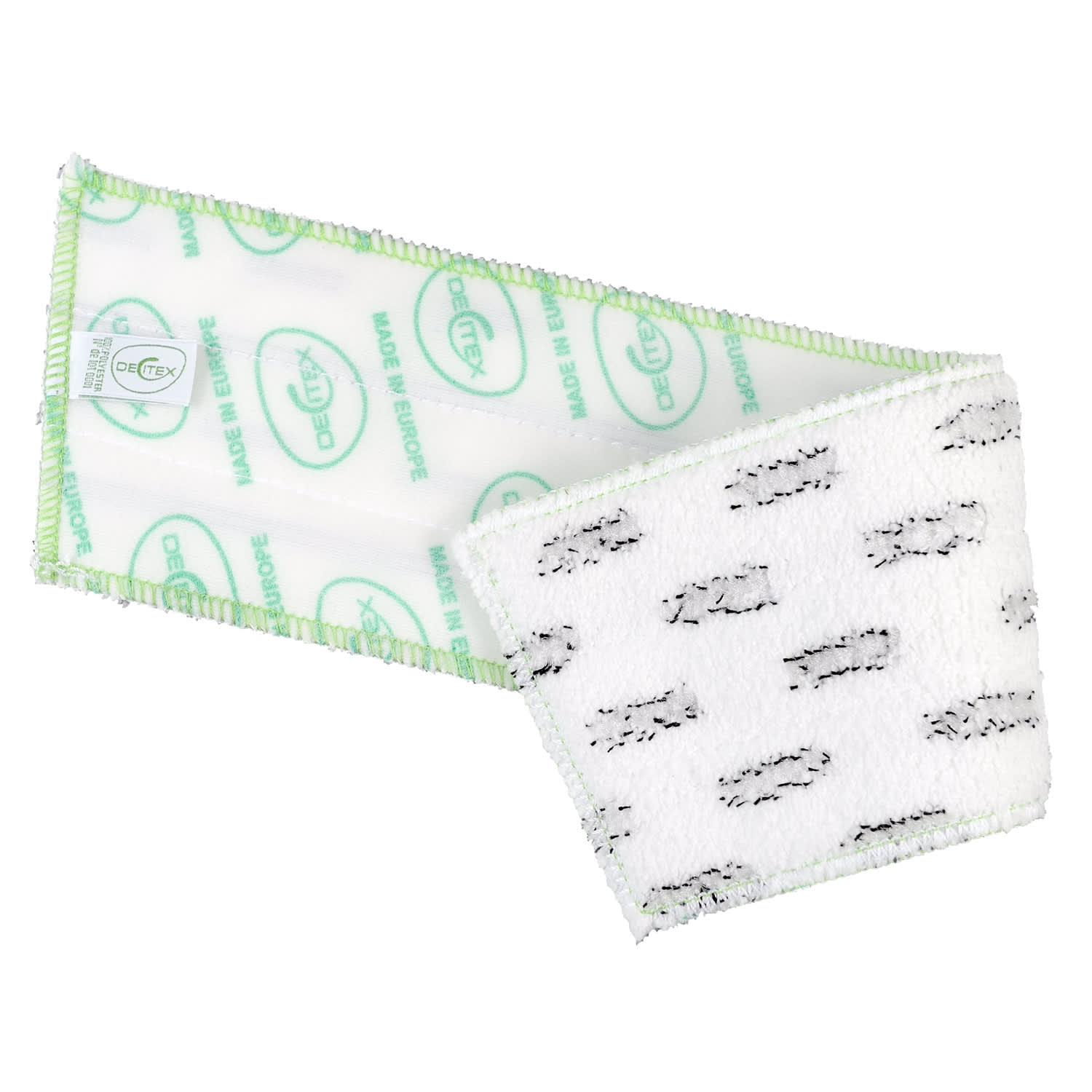 Bandeau de lavage microfibre DX1 blanc impression verte 44 x 11,5 cm Decitex photo du produit