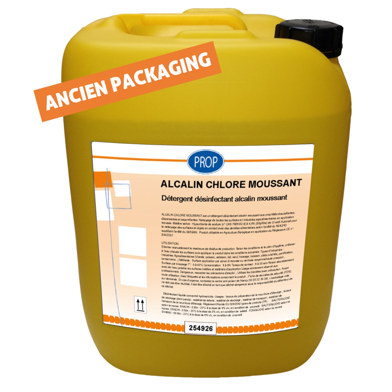 Détergent désinfectant alcalin moussant PAREDES ACCESS ALCALIN CHLORE MOUSSANT bidon de 22Kg photo du produit Side View ZOOM