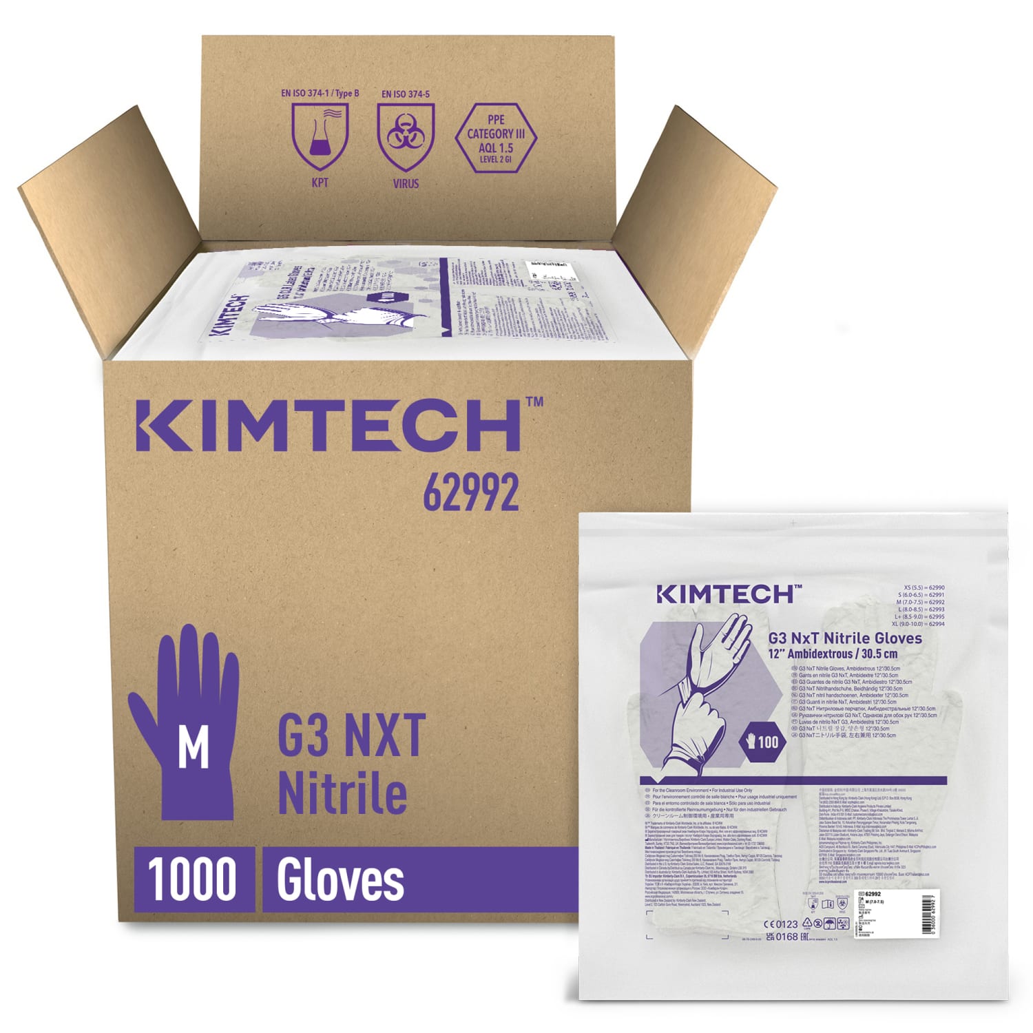 Gant de protection chimique nitrile Kimtech Pure G3 NXT 30cm taille M photo du produit