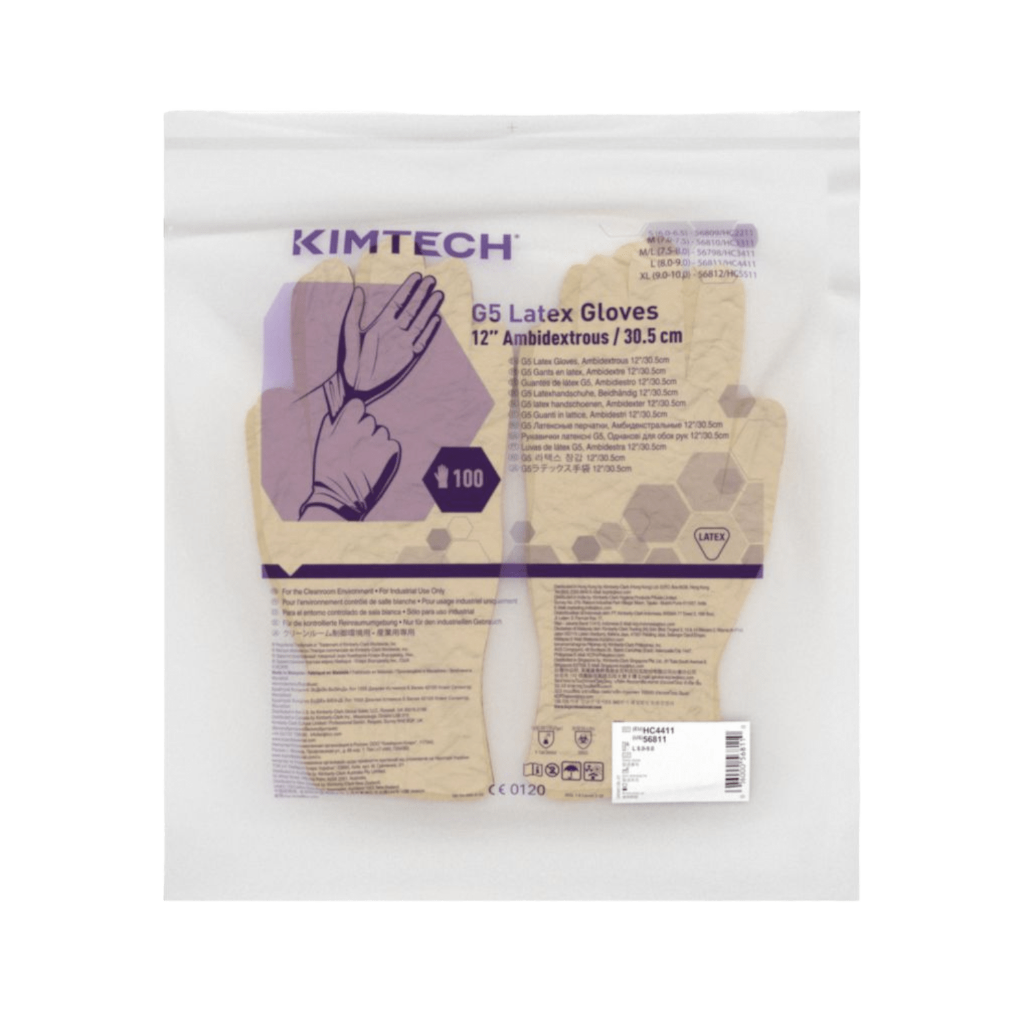 Gant de protection chimique latex Kimtech Pure G5 taille XL photo du produit Back View ZOOM