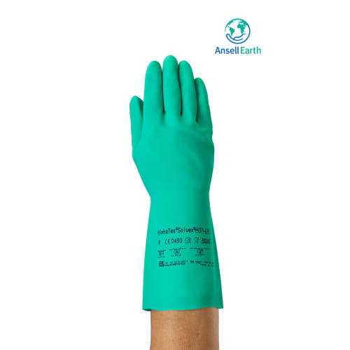 Gant de protection chimique nitrile Ansell AlphaTec Solvex 37-675 support coton taille 6 photo du produit front L