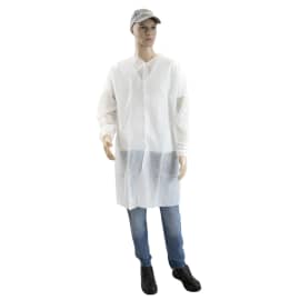 Blouse PLP 40g/m² à pressions élastiques poignets blanc