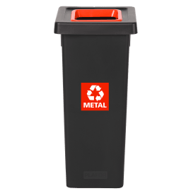 Poubelle PP recyclé Fit avec insert Ecogreen 50L noir/rouge Tampel photo du produit