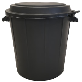 Poubelle plastique ronde noire 80L avec couvercle photo du produit