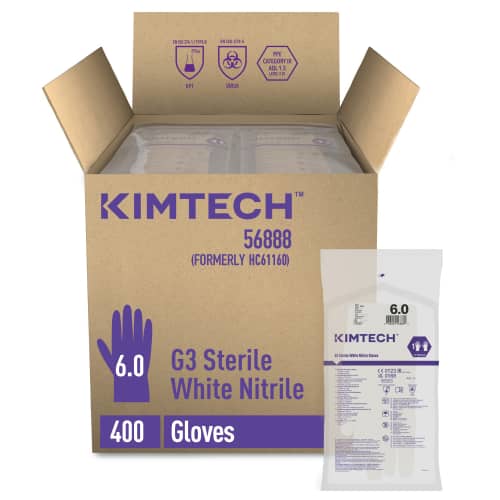 Gant de protection chimique stérile Kimtech Pure G3 White blanc non poudré 30cm taille 6 photo du produit front L