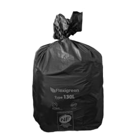 Sacs poubelle NFE 130L noir 24µ lien classique Flexigreen