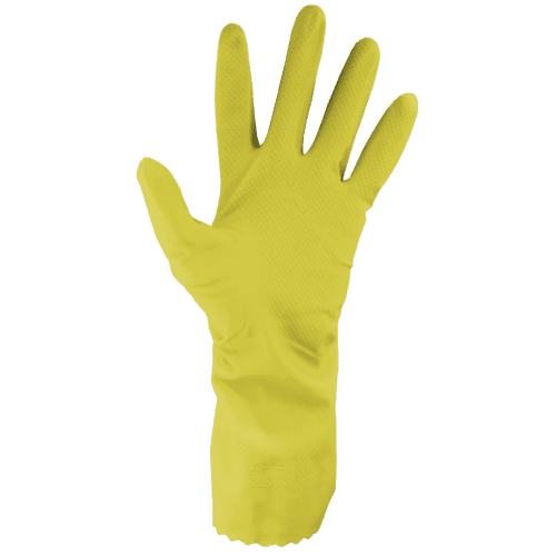 Gant de ménage latex flocké coton jaune taille S (6/7) Sempermed photo du produit front L