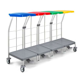Chariot de ramassage linge 4 supports avec pédale Filmop