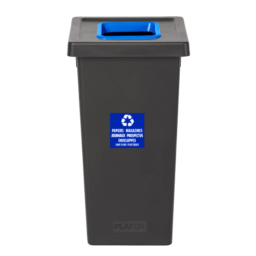 Poubelle PP recyclé Fit avec insert Ecogreen 70L noir/bleu Tampel photo du produit front L