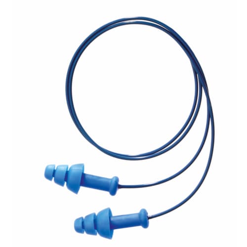 Bouchons d'oreilles réutilisables détectables Smartfit Howard leightDetect avec cordon TPE bleu SNR 30 photo du produit front L