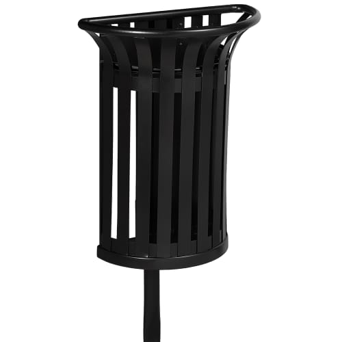 Corbeille acier Tulipe fixation sur poteau 35L gris manganèse Rossignol photo du produit front L