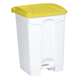 Poubelle Strongly 45L blanche + couvercle jaune Tampel