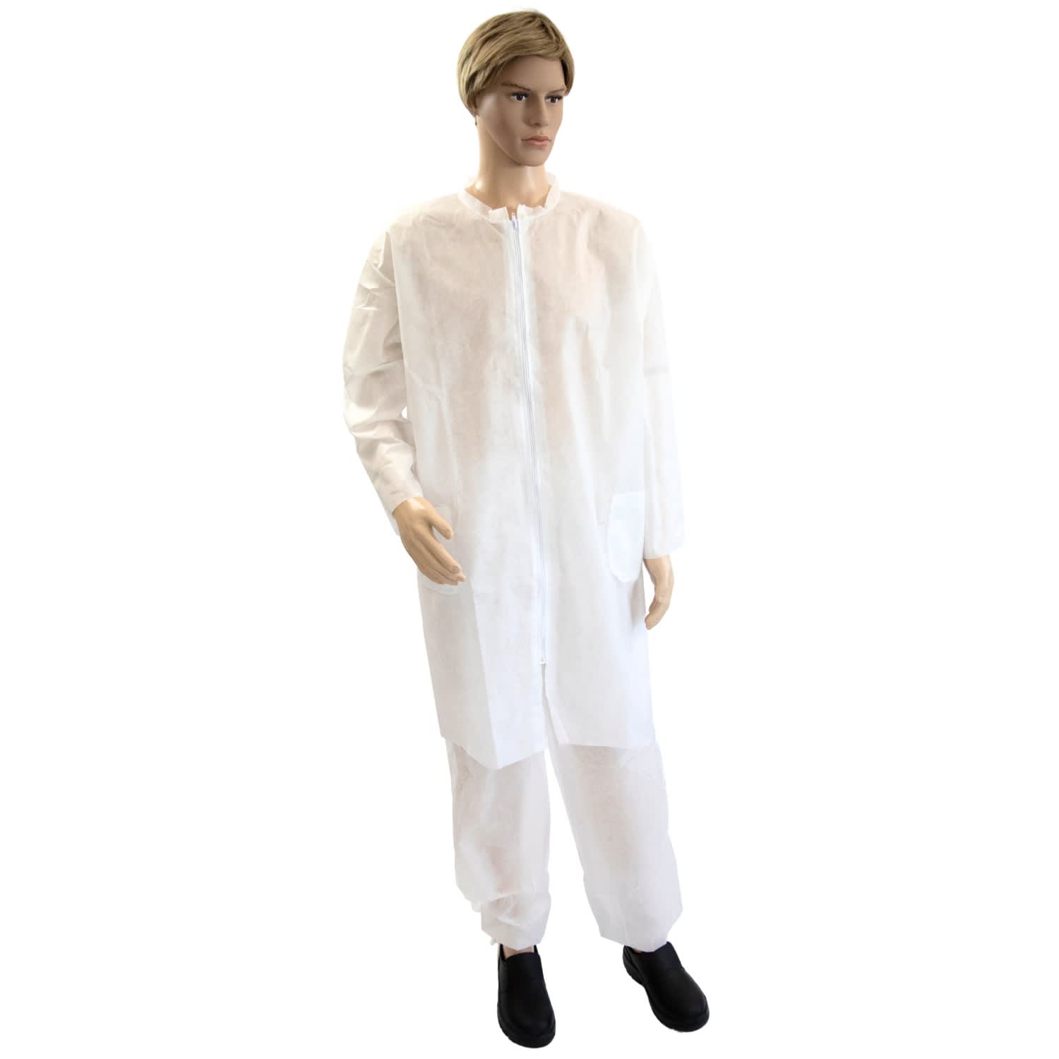 Blouse de laboratoire Poligard PLP 50g/m² zip col Mao 2 poches blanc taille M photo du produit