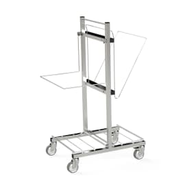 Chariot double supports sacs, carton ou fût DASRI inox Villard