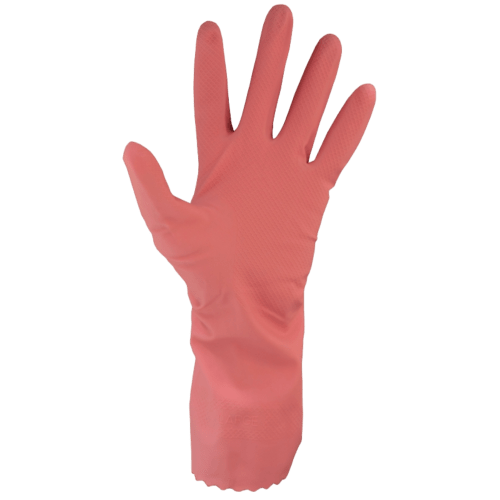 Gant de ménage latex flocké coton rose taille 9 photo du produit