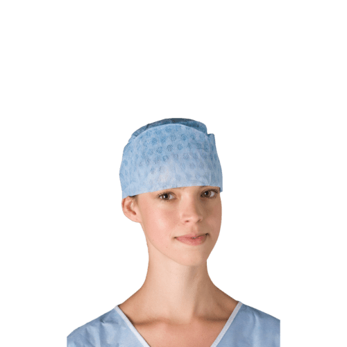 Calot chirurgien non-tissé perforé bleu simple bande Indutex photo du produit front L