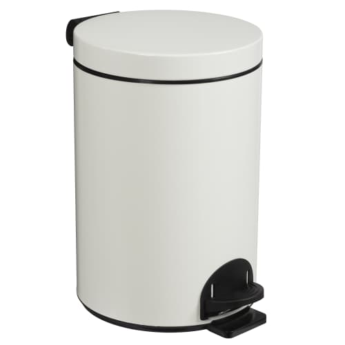 Poubelle métal à pédale 14L blanc Rossignol photo du produit front L