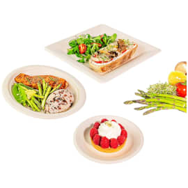 Assiette fibres végétales carrée blanche 160x160mm Alphaform