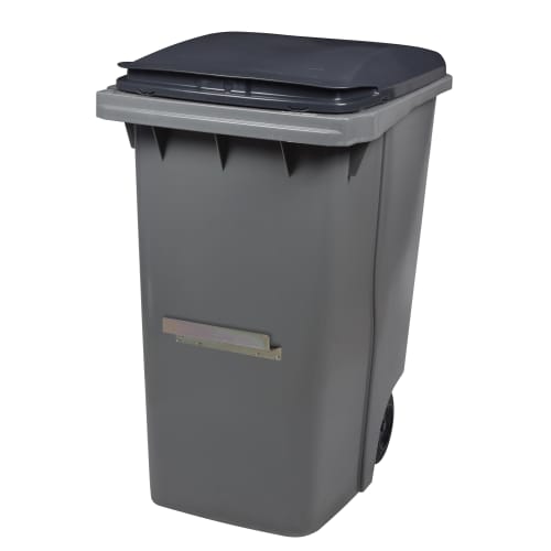 Conteneur 2 roues PEHD Korok avec barre ventrale 340L gris/gris Rossignol photo du produit front L
