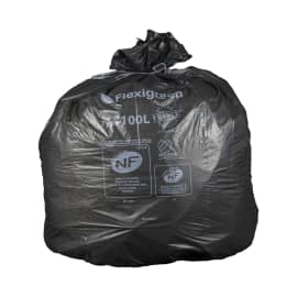Sacs poubelle 100L flexigreen NFE  noir 20µ lien classique Jet'sac