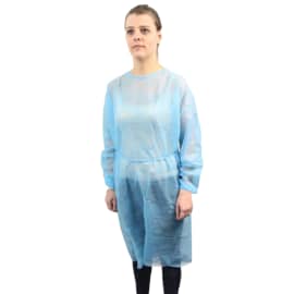 Blouse de soins PLP 25g/m² à liens élastiques poignets bleu longueur 110 cm Hopen