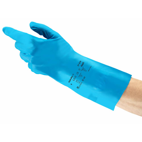 Gant de protection chimique nitrile Alphatech 37-210 bleu 32cm taille 8 photo du produit