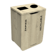 Poubelle tri sélectif Distribel pour déchets papier et recyclables bois avec séparateur siglé Paredes 110L photo du produit