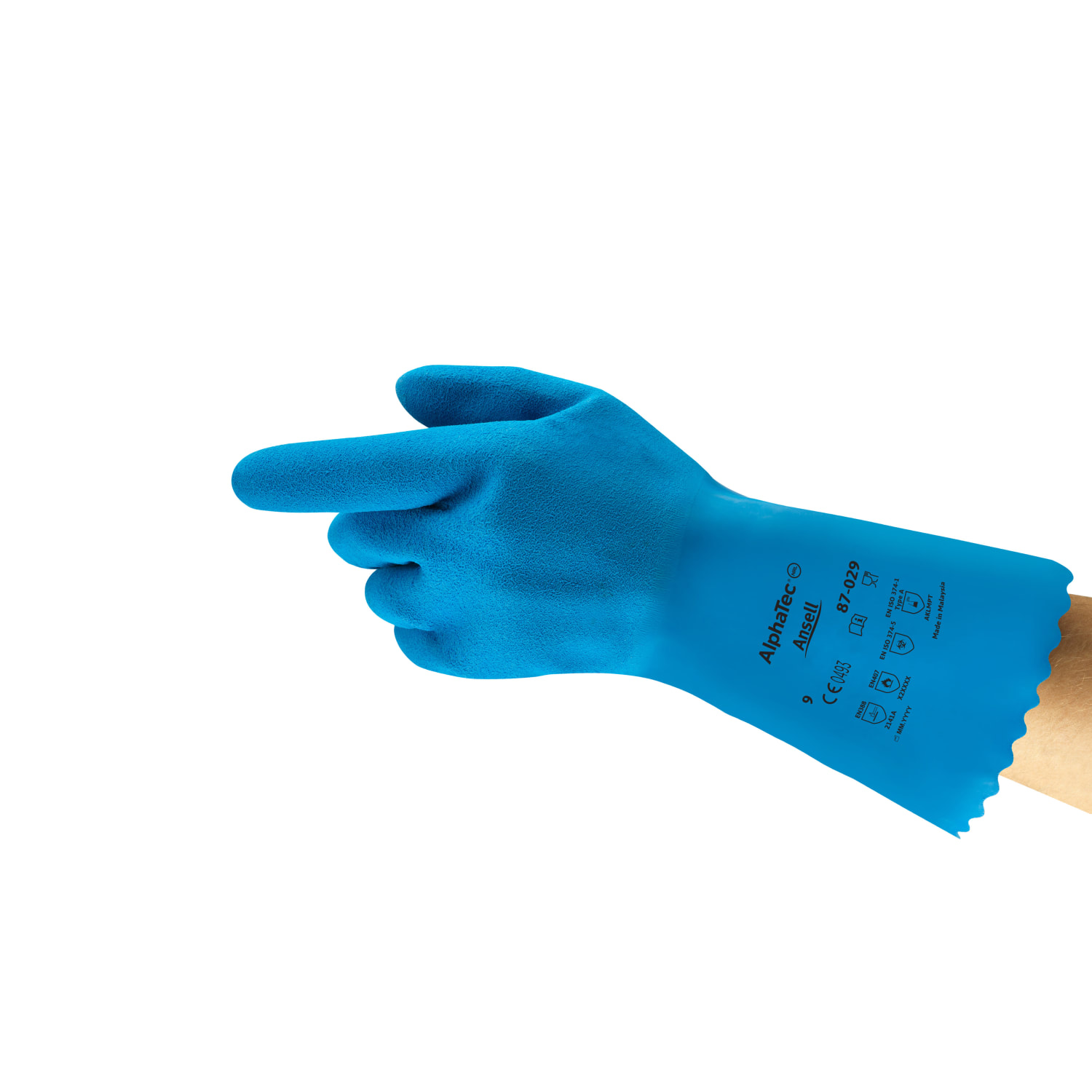 Gant de protection Ansell Alphatec 87-029 coton enduction latex bleu antidérapant taille 8 photo du produit