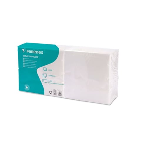 Serviette papier 30x30 cm 2 plis blanche Ecolabel Paredes photo du produit front L
