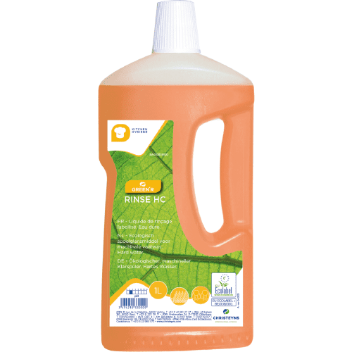 Liquide de rinçage vaisselle machine eau dure Ecolabel Christeyns Green'R Rinse HC flacon de 1L photo du produit front L