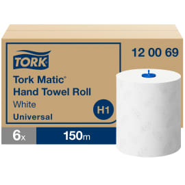 Essuie-mains rouleaux blanc 150m certifié Ecolabel Tork