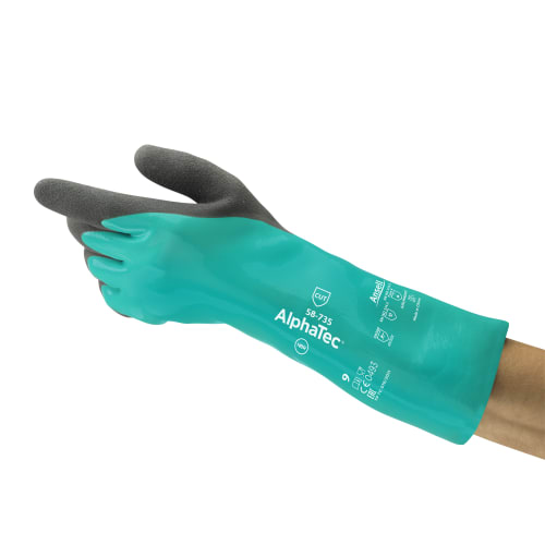 Gant de protection chimique nitrile Ansell AlphaTec 58-735 support anti-coupure vert taille 11 photo du produit