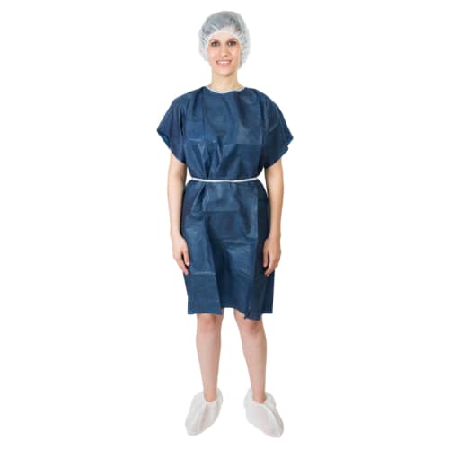 Blouse d'opéré SMS à liens manches courtes bleu foncé taille enfant PROP photo du produit front L