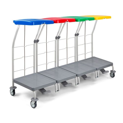 Chariot de ramassage linge 4 supports avec pédale Filmop photo du produit front L