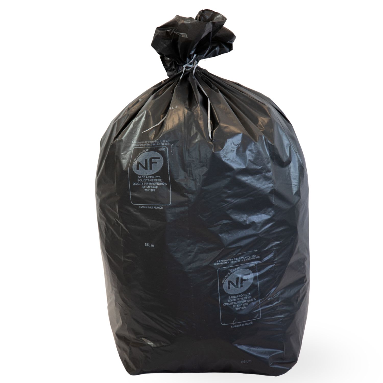 Sac plastique PE BD 100L noir impression personnalisée 21 NF photo du produit