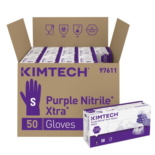 Gant à usage unique nitrile Kimtech Science Purple Xtra violet 30cm taille S photo du produit front L