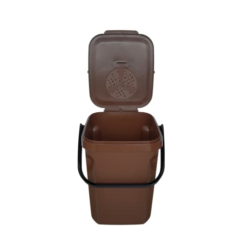 Poubelle compost PP/PE recyclé Organik Green 10L marron Rossignol photo du produit front L