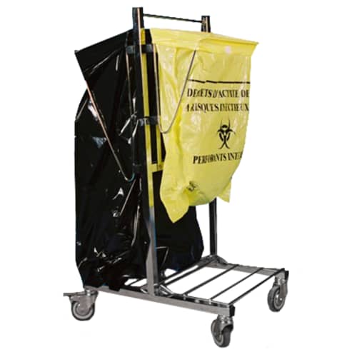 Chariot double supports petits et grands sacs inox photo du produit front L