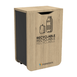 Poubelle tri sélectif Distribel pour déchets recyclables bois/métal l siglé Paredes 110L