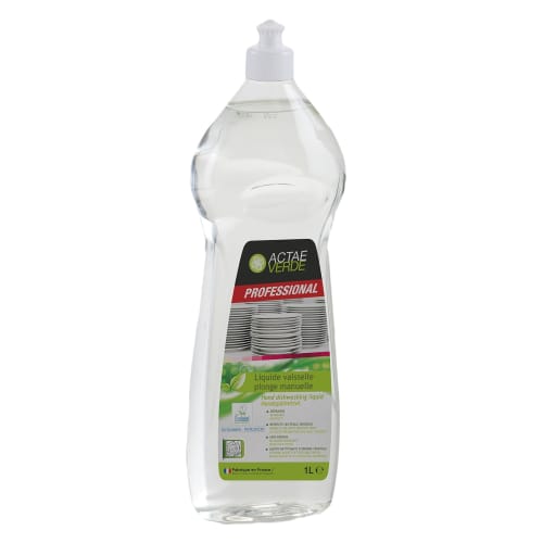 Liquide vaisselle plonge manuelle certifié Ecolabel flacon de 1L Actae Verde photo du produit front L