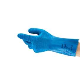 Gant de protection chimique latex AlphaTec 62-401 bleu support coton 32cm